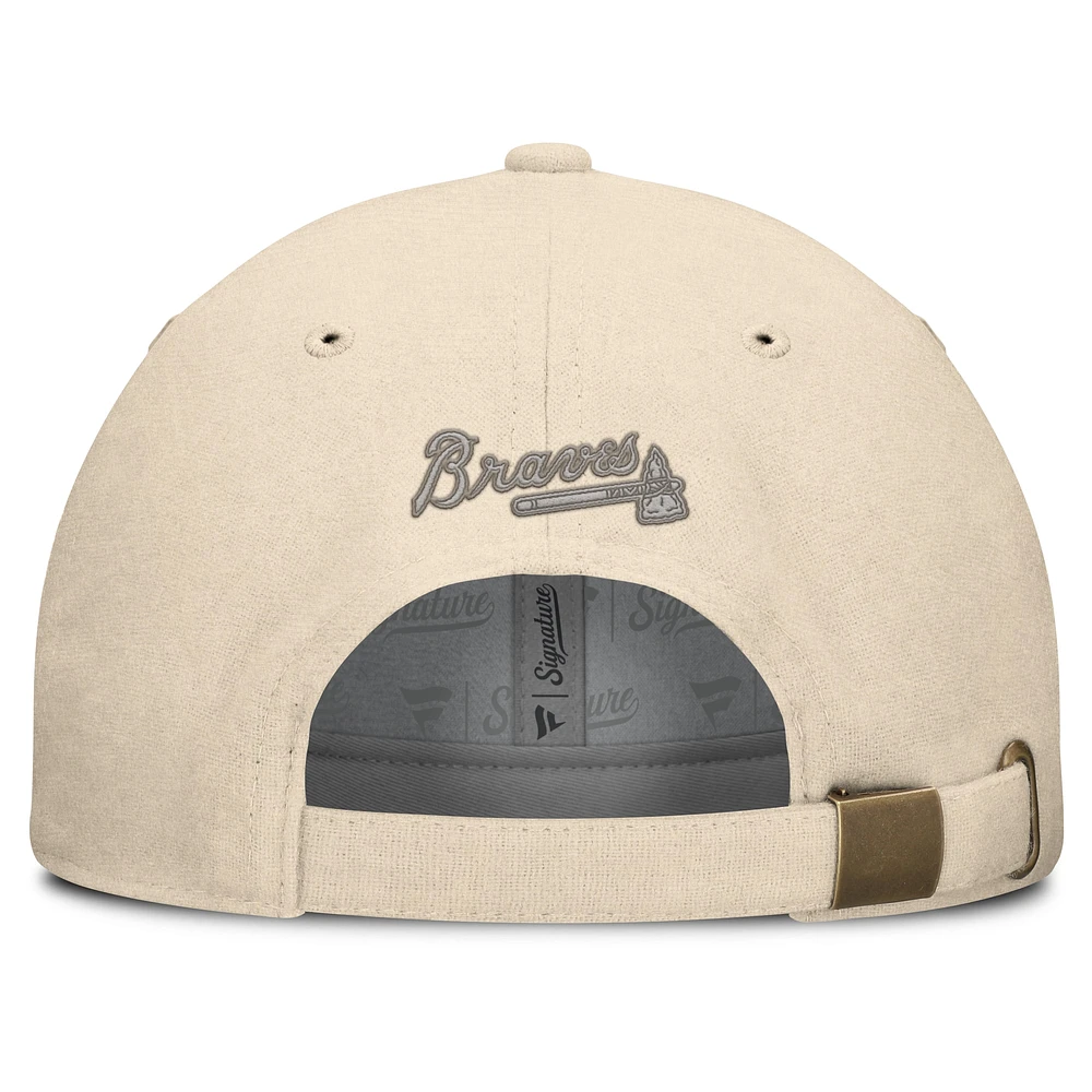 Men's Fanatics Cream Atlanta Braves Front Office Leather Patch Adjustable Hat