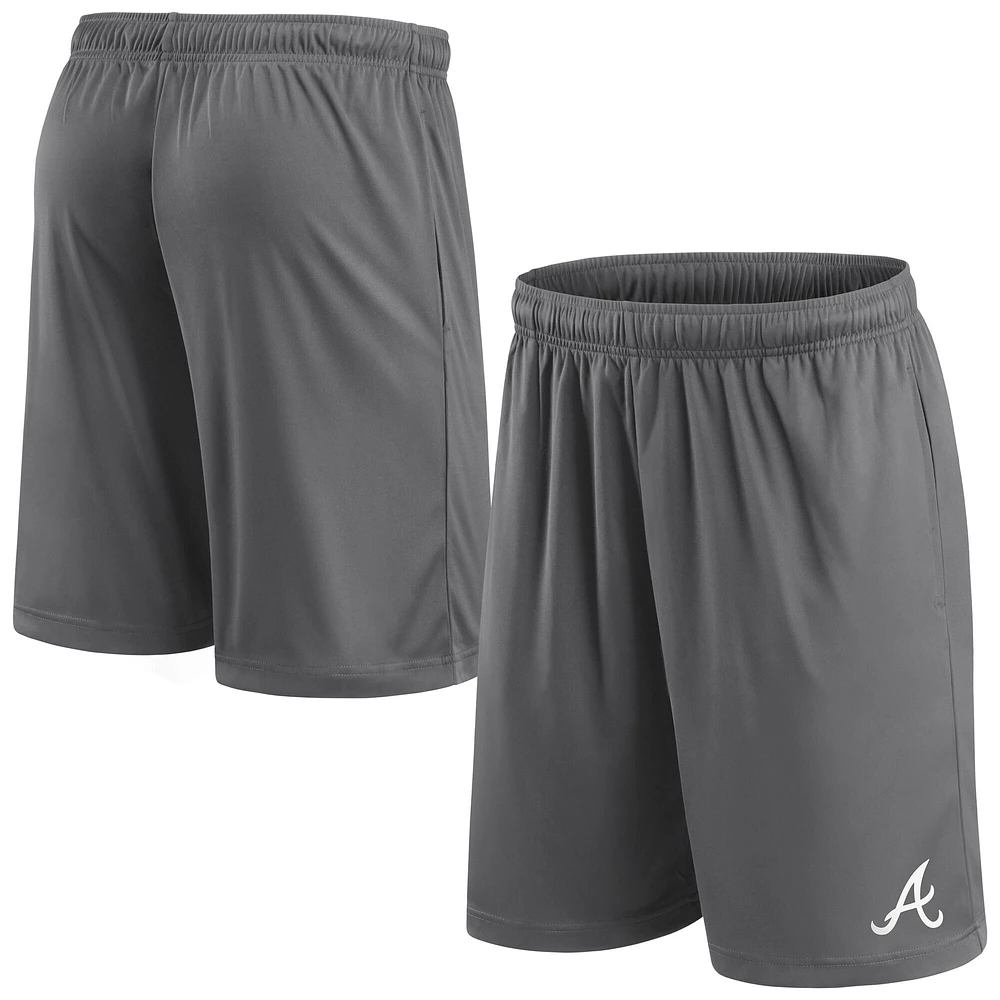 Short Fanatics gris pour homme avec logo principal des Atlanta Braves