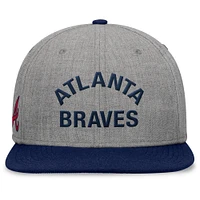 Men's Fanatics Heather Gray/Navy Atlanta Braves Elements Flat Brim Snapbuckle Hat