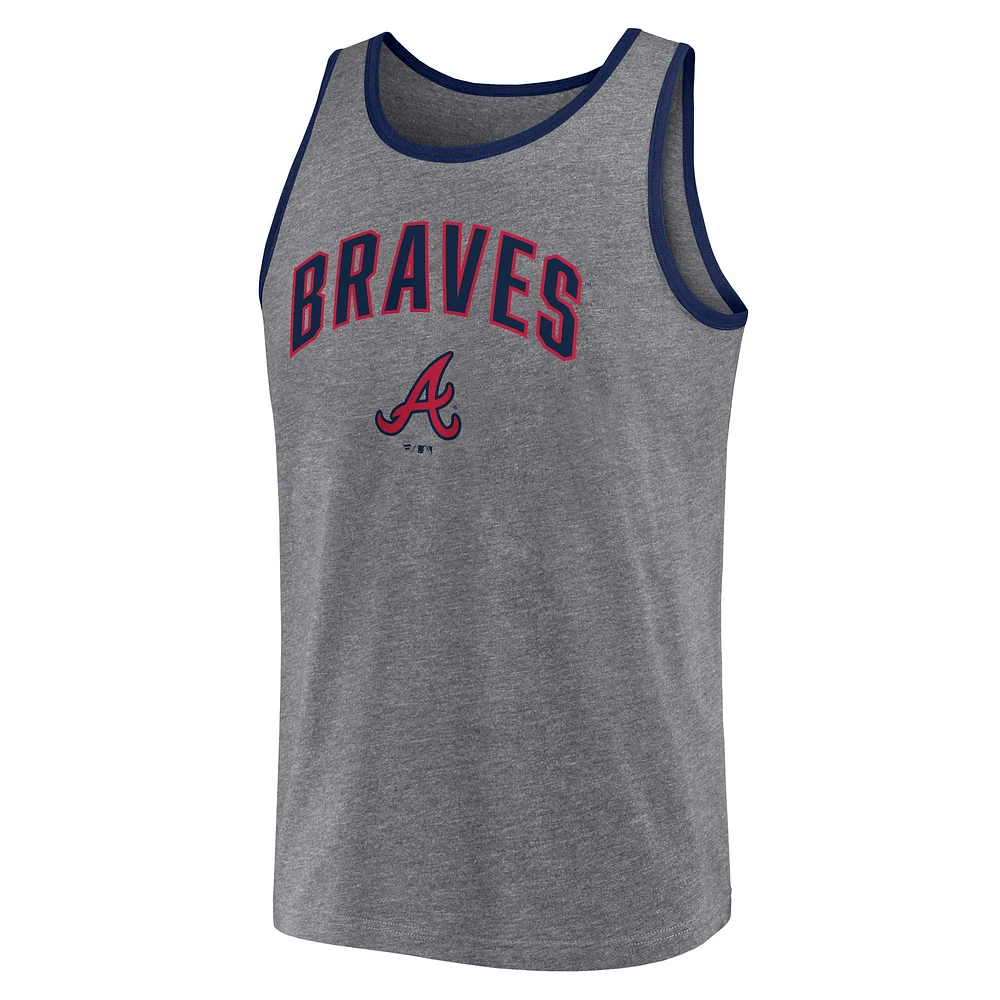 Men's Fanatics  Heather Gray Atlanta Braves Primary Tank Top