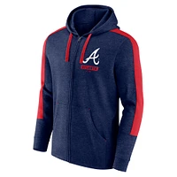 Men's Fanatics Heather Navy Atlanta Braves Gains Fleece Full-Zip Hoodie