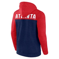Men's Fanatics Heathered Navy/Heathered Red Atlanta Braves Blown Away Full-Zip Hoodie