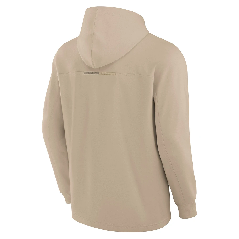 Men's Fanatics Khaki Atlanta Braves Elements Lightweight Fleece Hoodie