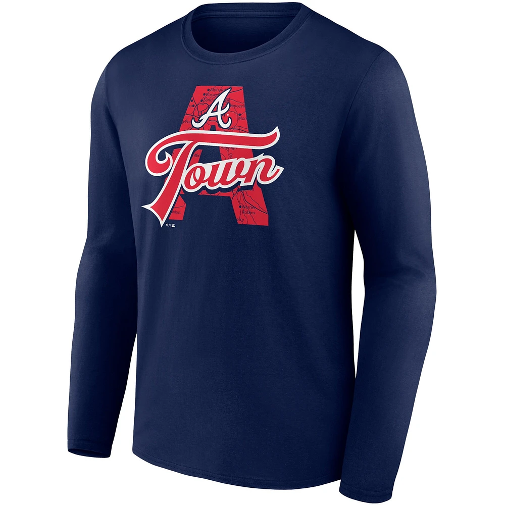 Men's Fanatics Navy Atlanta Braves A-Town Hometown Collection Long Sleeve T-Shirt