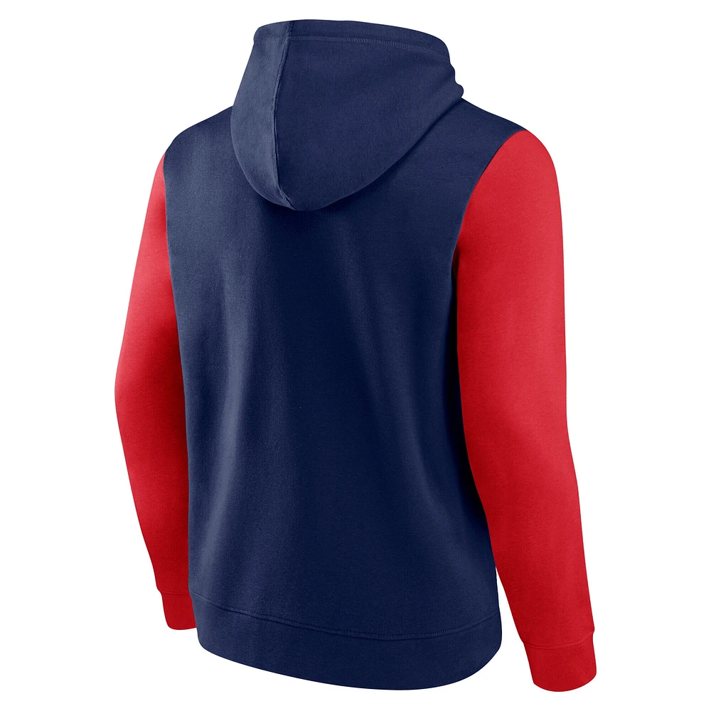 Men's Fanatics Navy Atlanta Braves Outline Fleece Pullover Hoodie
