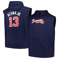 Men's Fanatics Ronald Acuña Jr. Navy Atlanta Braves Name & Number Muscle Tank Hoodie