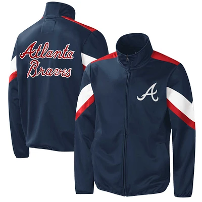 Blouson à glissière pleine longueur Atlanta Braves G-III Sports by Carl Banks pour homme, bleu marine