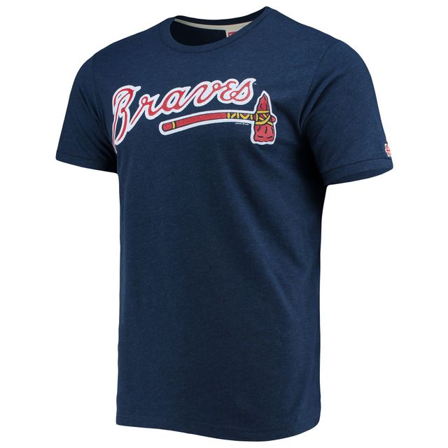 T-shirt Tri-Blend Homme Hommage Bleu Marine Atlanta Braves Logo Dessiné À La Main