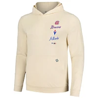 Men's Levelwear Cream Atlanta Braves Base Line Pullover Hoodie