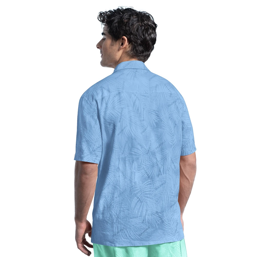 Men's Margaritaville Blue Atlanta Braves Linen Party Button-Up Shirt