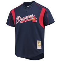 Men's Mitchell & Ness Chipper Jones Navy Atlanta Braves Cooperstown Collection Mesh Batting Practice Button-Up Jersey