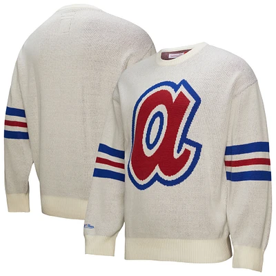 Pull rétro Mitchell & Ness pour homme, couleur crème