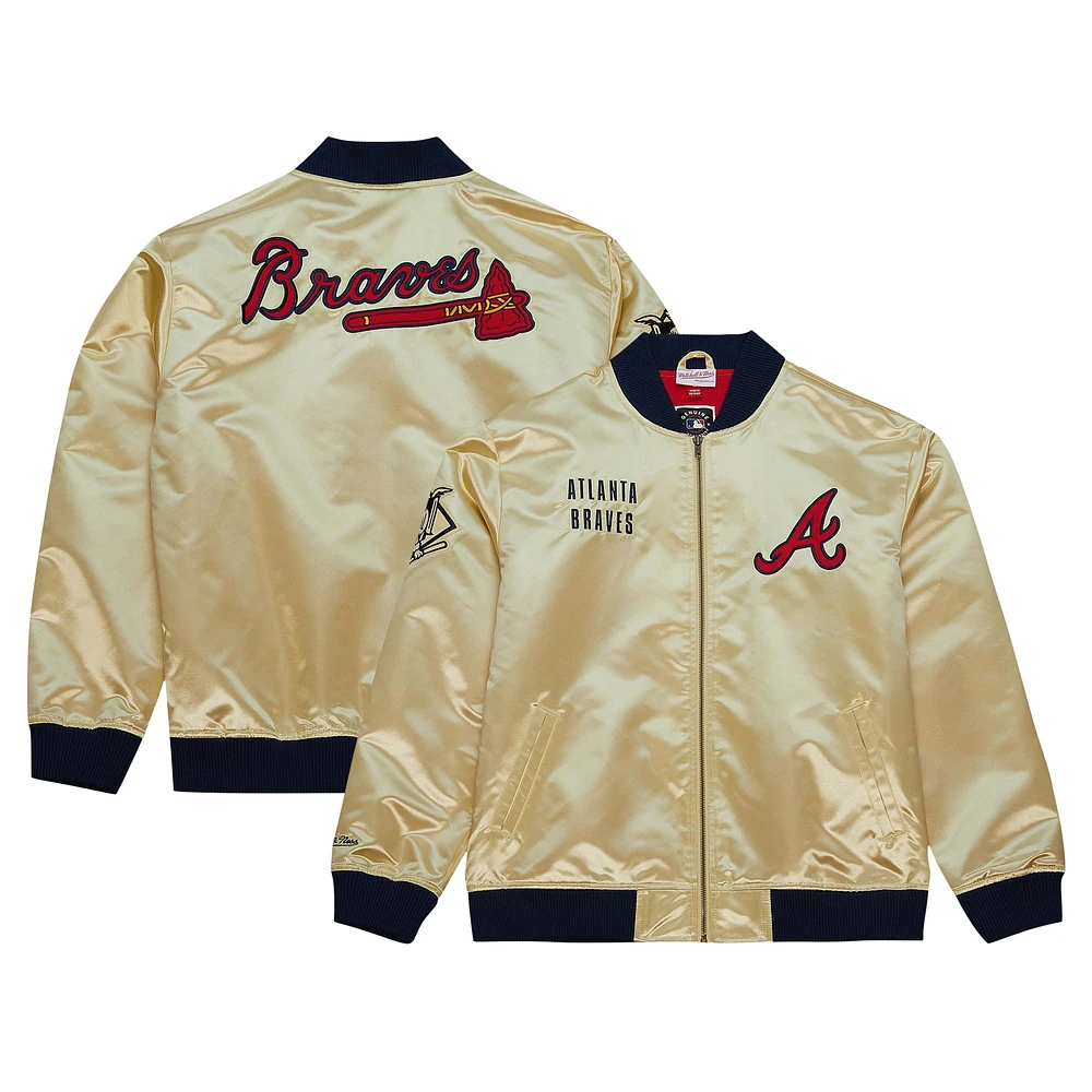 Men's Mitchell & Ness Gold Atlanta Braves OG 2.0 Lightweight Satin Full-Zip Jacket