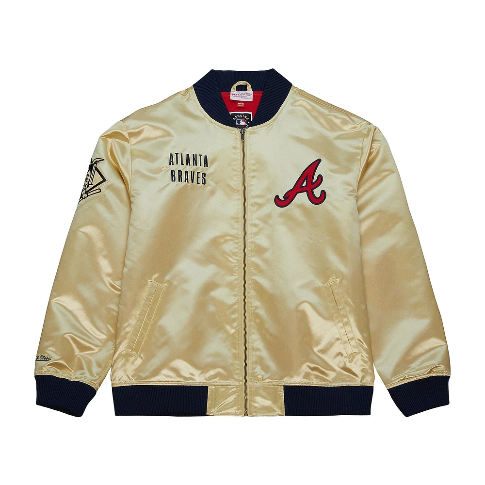 Men's Mitchell & Ness Gold Atlanta Braves OG 2.0 Lightweight Satin Full-Zip Jacket