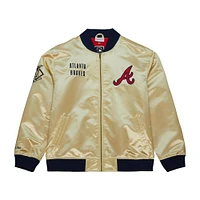 Men's Mitchell & Ness Gold Atlanta Braves OG 2.0 Lightweight Satin Full-Zip Jacket