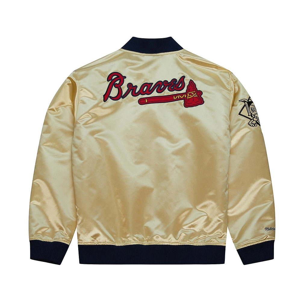 Men's Mitchell & Ness Gold Atlanta Braves OG 2.0 Lightweight Satin Full-Zip Jacket