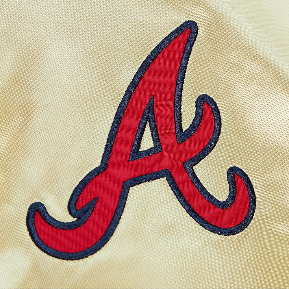 Men's Mitchell & Ness Gold Atlanta Braves OG 2.0 Lightweight Satin Full-Zip Jacket