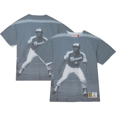 Mitchell & Ness Hank Aaron Atlanta Braves Cooperstown Collection Highlight T-shirt graphique de joueur sublimé pour hommes