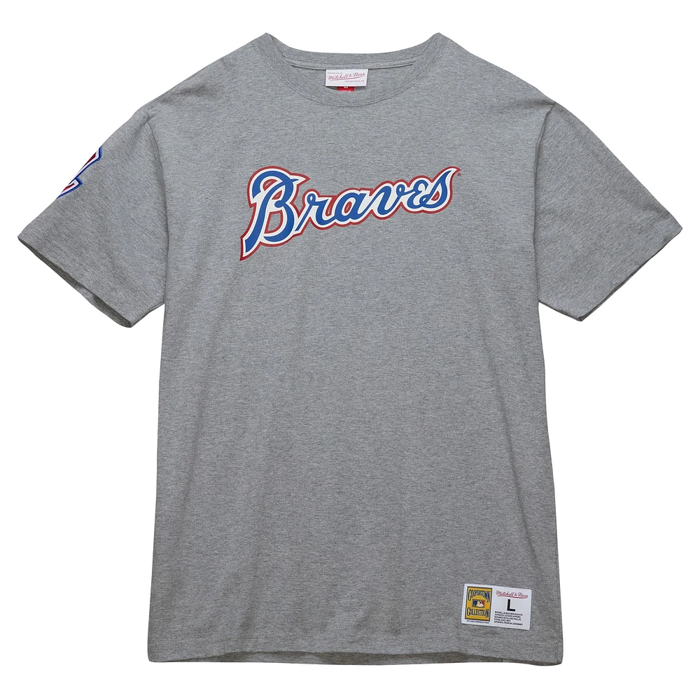 Mitchell & Ness Hank Aaron Heather Grey Atlanta Braves Cooperstown Collection Legends T-shirt pour hommes