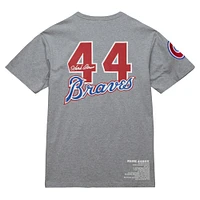Mitchell & Ness Hank Aaron Heather Grey Atlanta Braves Cooperstown Collection Legends T-shirt pour hommes