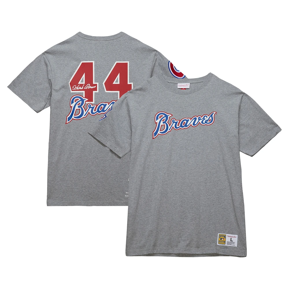 Mitchell & Ness Hank Aaron Heather Grey Atlanta Braves Cooperstown Collection Legends T-shirt pour hommes