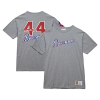 Mitchell & Ness Hank Aaron Heather Grey Atlanta Braves Cooperstown Collection Legends T-shirt pour hommes