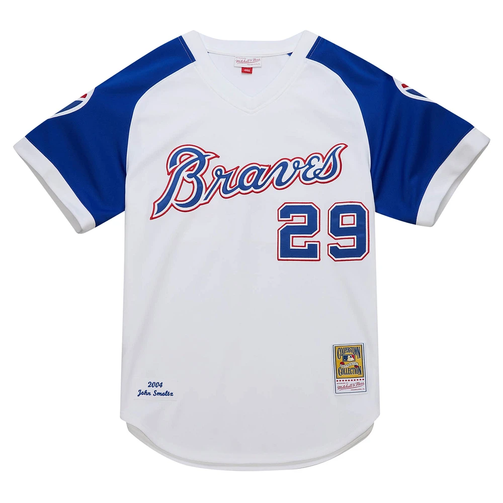 Men's Mitchell & Ness John Smoltz White Atlanta Braves 2004 Cooperstown Collection Authentic Throwback Jersey