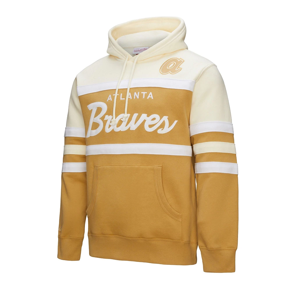Sweat à capuche Mitchell & Ness pour homme, couleur beige/crème, entraîneur des Braves d'Atlanta