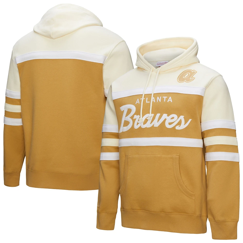 Sweat à capuche Mitchell & Ness pour homme, couleur beige/crème, entraîneur des Braves d'Atlanta