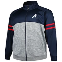 Men's Navy/Heather Gray Atlanta Braves Big & Tall Raglan Full-Zip Track Jacket