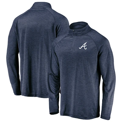 Veste à enfiler glissière quart de tour avec logo principal rayé emblématique des Braves d'Atlanta bleu marine pour homme