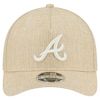 Men's New Era Beige Atlanta Braves Cotton Weave M-Crown A-Frame 9FORTY Adjustable Hat