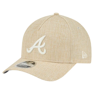 Casquette ajustable 9FORTY en coton tissé beige New Era pour homme, modèle M-Crown A-Frame, des Braves d'Atlanta
