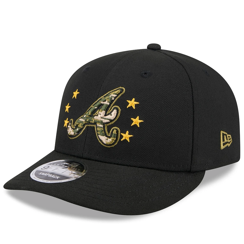 Men's New Era  Black Atlanta Braves 2024 Armed Forces Day Low Profile 9FIFTY Snapback Hat