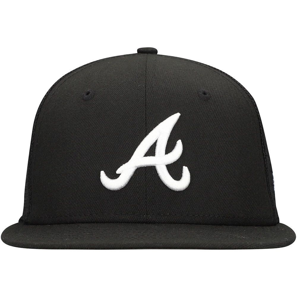 Men's New Era Black Atlanta Braves 59FIFTY Trucker Fitted Hat