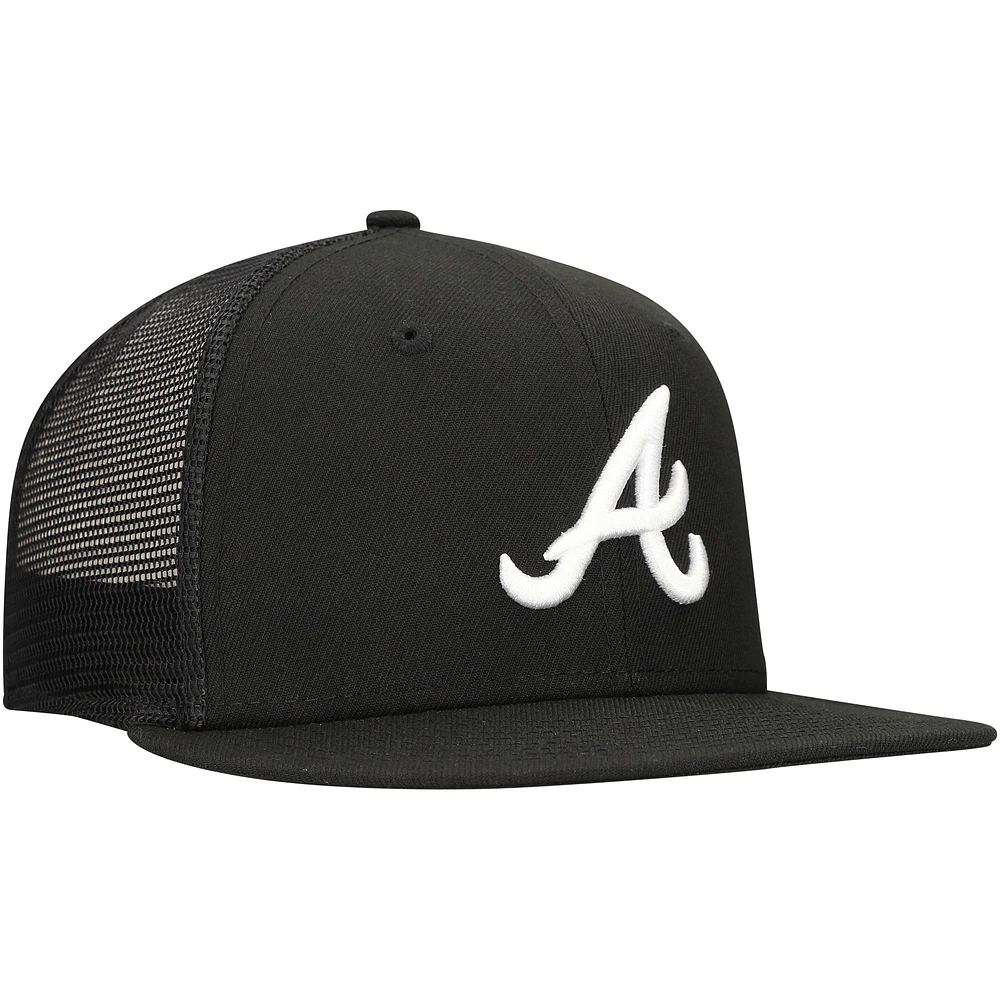 Men's New Era Black Atlanta Braves 59FIFTY Trucker Fitted Hat