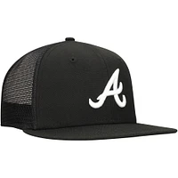 Men's New Era Black Atlanta Braves 59FIFTY Trucker Fitted Hat
