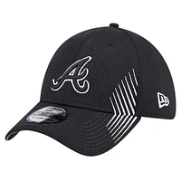Casquette flex Active Dash Mark 39THIRTY des Atlanta Braves New Era noire pour hommes