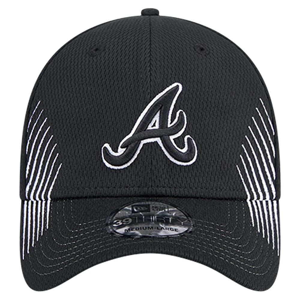 Casquette flex Active Dash Mark 39THIRTY des Atlanta Braves New Era noire pour hommes