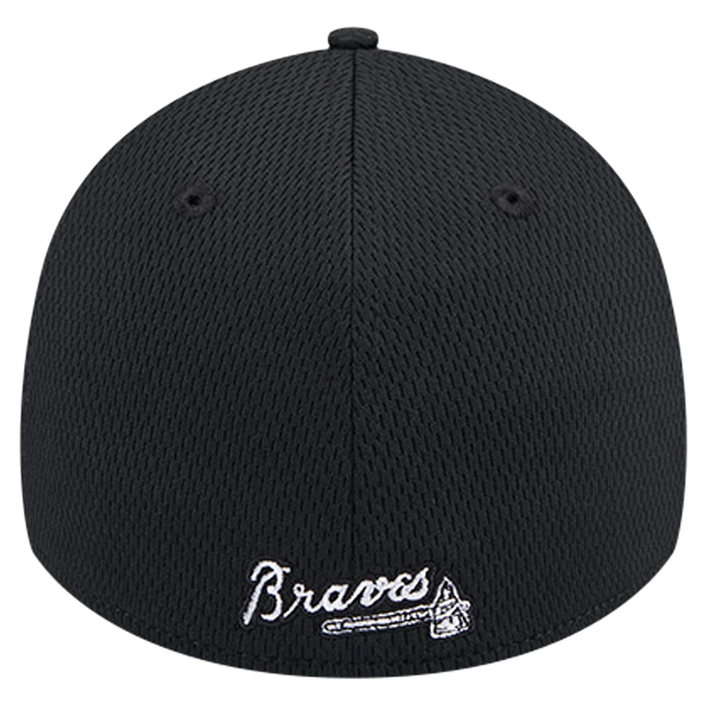 Casquette flex Active Dash Mark 39THIRTY des Atlanta Braves New Era noire pour hommes