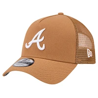 Men's New Era Brown Atlanta Braves A-Frame Trucker 9FORTY Adjustable Hat