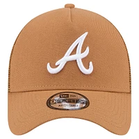Men's New Era Brown Atlanta Braves A-Frame Trucker 9FORTY Adjustable Hat