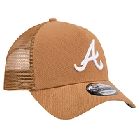 Men's New Era Brown Atlanta Braves A-Frame Trucker 9FORTY Adjustable Hat