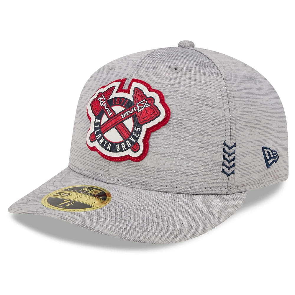 Men's New Era Gray Atlanta Braves 2024 Clubhouse Low Profile 59FIFTY Fitted Hat