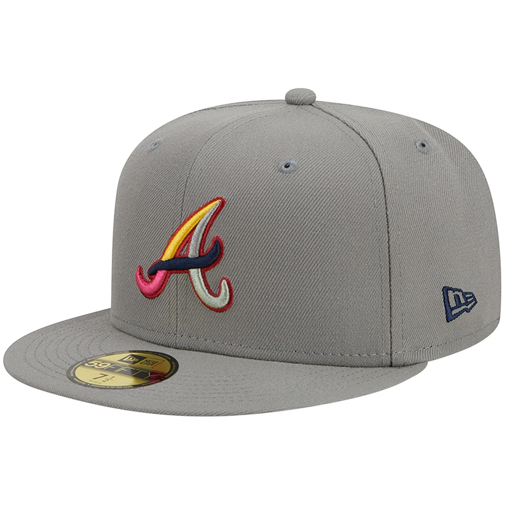 Men's New Era  Gray Atlanta Braves Multi Color Pack 59FIFTY Fitted Hat