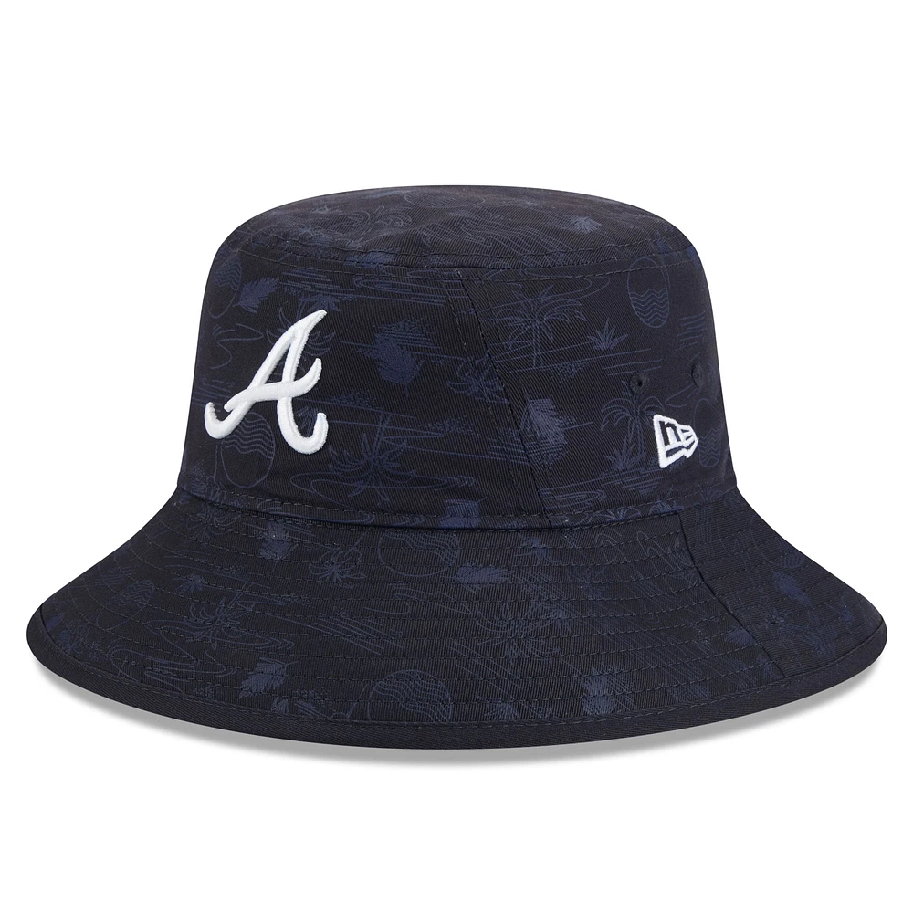 Men's New Era Navy Atlanta Braves 2025 Spring Training All Over Print Bucket Hat