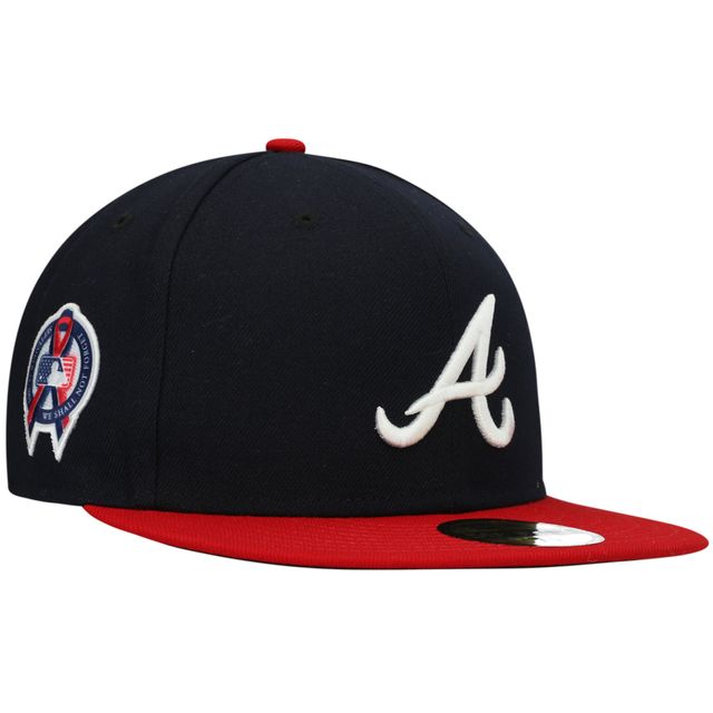 Casquette ajustée 59FIFTY avec écusson latéral commémoratif Atlanta Braves 11 New Era pour homme, bleu marine