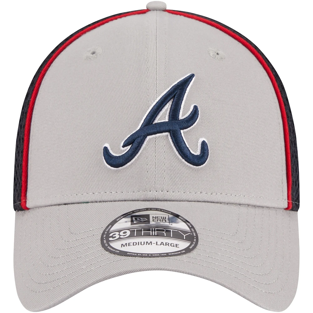 Men's New Era Navy Atlanta Braves Pipe 39THIRTY Flex Hat