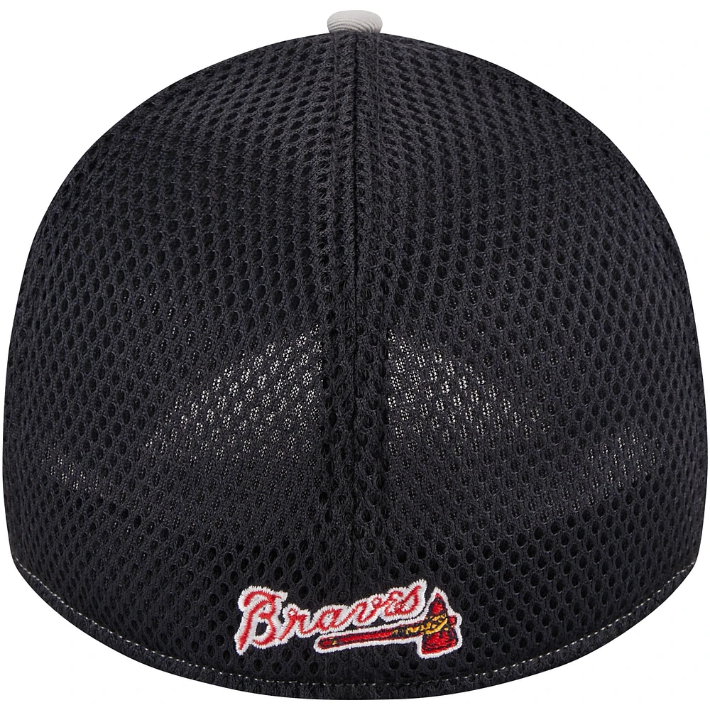 Men's New Era Navy Atlanta Braves Pipe 39THIRTY Flex Hat