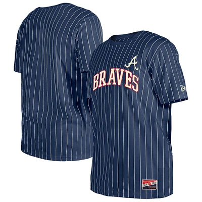 T-shirt à rayures bleu marine New Era pour homme des Braves d'Atlanta